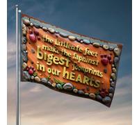Drapeaux cool pour homme grotte Little Feet Leave The Biggest Footprints In Our Hearts - Décoration d'automne - Cadeau amusant pour la chasse (120 x 180 cm)