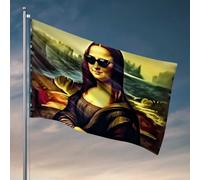 Drapeaux cool pour homme grotte moderne Twist On Mona Lisa : lunettes de soleil et drapeaux de la nature pour chambre de filles accessoires de chambre cool pour t-shirt (152 x 244 cm)