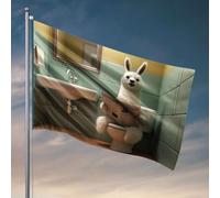 Drapeaux cool pour les gars « A Llama Is Reading A Newspaper In The Bathroom » - Cadeau amusant pour mari - Décorations de terrasse d'extérieur (30 x 45 cm)