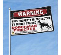Drapeaux cool pour les gars avertissant que cette propriété est protégée par un drapeau Doberman Pinscher hautement qualifié pour chambre à coucher, accessoires de grotte pour homme (60 x 90 cm)