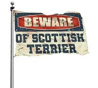 Drapeaux cool pour les gars « Beware of Scottish Terrier » Drapeaux décoratifs pour maison, bateau (152 x 244 cm)