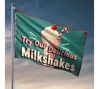 Drapeaux cool pour les gars de chambre Essayez nos délicieux milkshakes! Drapeau décorations d'automne extérieur Bar Man Cave Decor (60 x 90 cm)