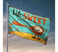 Drapeaux cool pour les gars Life Is Sweet, Grab A Spoonful! Drapeau décoratif pour terrasse, accessoires et décoration (152 x 244 cm)