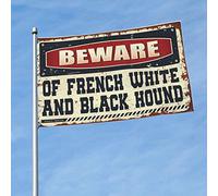 Drapeaux cool Room Guys Beware Of French White and Black Hound Flag Garden Flags Funny Man Cave Rules (60 x 90 cm)