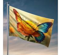 Drapeaux Country Boy Nature'S Harmony: Papillon et Rose en fleurs Drapeau Décoration de chambre d'adolescent (60 x 90 cm)
