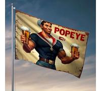 Drapeaux Country Boy Popeye Boissons de la bière pour rester fort. Drapeau homme cabe décoration drôle drapeaux de dortoir (30 x 45 cm)