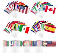 Drapeaux Coupe du monde 2026 - 14 x 21 cm - 48 pays 2026 - Décoration de petits pays avec tiges - Article de fan pour football, maison, bar, fête, événements sportifs et célébrations