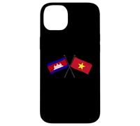 Drapeaux croisés du Cambodge Vietnam Coque pour iPhone 14 Plus