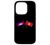 Drapeaux croisés du Cambodge Vietnam Coque pour iPhone 14 Pro