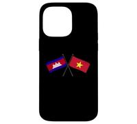 Drapeaux croisés du Cambodge Vietnam Coque pour iPhone 14 Pro Max