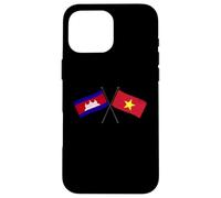 Drapeaux croisés du Cambodge Vietnam Coque pour iPhone 16 Pro Max