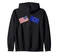 Drapeaux croisés États-Unis Union européenne Amitié Entre Les États-Unis et l'Union européenne Sweat à Capuche