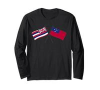 Drapeaux croisés Hawaï Samoa Hawaï Amitié Manche Longue