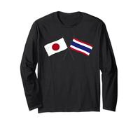 Drapeaux croisés Japon Thaïlande Unité thaïlandaise Japonaise Manche Longue