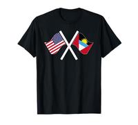 Drapeaux croisés USA et Antigua-et-Barbuda Double Racines T-Shirt