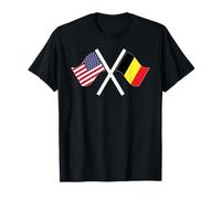 Drapeaux croisés USA et Belgique Double Racines T-Shirt