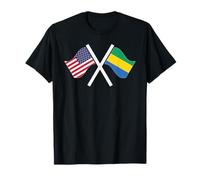 Drapeaux croisés USA et Gabon Double Racines T-Shirt