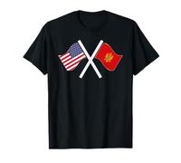 Drapeaux croisés USA et MONTÉNÉGRO Dual Roots T-Shirt