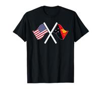 Drapeaux croisés USA et Papouasie Nouvelle GUINÉE Double ROINES T-Shirt