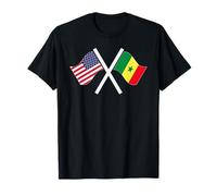Drapeaux croisés USA et Sénégal Double Racines T-Shirt
