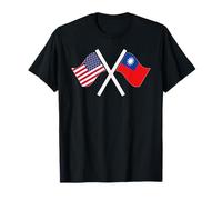 Drapeaux croisés USA et TAÏWAN Double Racines T-Shirt