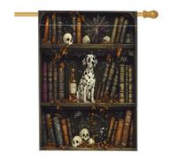 Drapeaux dalmatiens d'Halloween pour maison de chien, 71,1 x 101,6 cm, double face pour extérieur, livres magiques effrayants sorcières, chiots en lin vertical, drapeau imprimé pour la maison, le