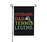 Drapeaux d'amateur de tennis Drapeau de légende de tennis de papa de mari, drapeaux de jardin de légende de tennis de mari papa Petits drapeaux de jardin 12 x 18 bannière de jardin double face pour l'