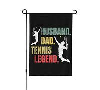 Drapeaux d'amateur de tennis, drapeaux de légende de tennis de mari papa, drapeaux de jardin de légende de tennis de mari papa, drapeau de jardin fantaisie 12 x 18, drapeau décoratif double face pour
