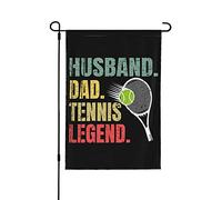Drapeaux d'amateur de tennis Drapeaux de légende de tennis de papa de mari, de tennis de mari papa Petits 12 x 18 bannière de jardin double face pour l