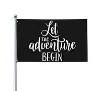 Drapeaux d'amoureux d'aventure, drapeaux « Let The Adventure Begin » pour les gars de la chambre, décoration murale cool pour patio 0,9 x 1,5 m, tapisserie « Let The Adventure Begin » pour le salon