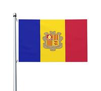 Drapeaux d'Andorre, drapeaux décoratifs d'extérieur 0,9 x 1,5 m 100% polyester drapeaux à l'extérieur du drapeau tous temps, la couleur est lumineuse et facile à estomper, séchage rapide.