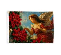 Drapeaux d'ange pour extérieur, fleurs de poinsettia traditionnelles de Noël - Bannière décorative résistante à la décoloration pour porche, jardin, balcon, maison - 0,6 x 0,9 m