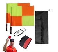 Drapeaux d'arbitre de football - Kit d'arbitre de football pour hommes de ligne et de signalisation hors-jeu dans les jeux de football, ensemble de drapeaux de ligne à carreaux avec carton rouge et