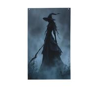 Drapeaux Dark Fantasy Old Witch Yard House - 0,9 x 1,5 m - Bannière de vœux avec œillets - Décoration d'intérieur ou d'extérieur