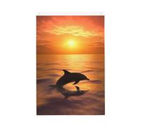 Drapeaux dauphin et coucher de soleil pour l'extérieur 6 x 0,9 m - Impression verticale double face - Drapeau de jardin - Bannière de vacances avec œillets - Drapeau de maison pour pelouse, porche