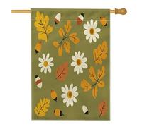 Drapeaux d'automne mignons du milieu du siècle, 71 x 101,6 cm pour l'extérieur, motif feuille d'érable d'automne standard, drapeaux verticaux en lin pour la maison, rétro pour cour, arrière-cour