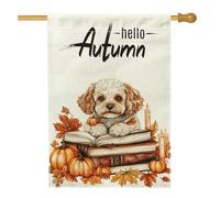 Drapeaux d'automne pour maison de chien, 71,1 x 101,6 cm, double face pour extérieur, livre de bougies d'automne, citrouille standard, drapeaux de maison, drapeaux de jardin pour animaux de compagnie