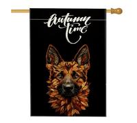 Drapeaux d'automne pour maison de chien berger allemand 71,1 x 101,6 cm double face, feuille d'automne art avant cour arrière-cour verticale maison drapeaux en toile de jute pour animaux de compagnie