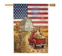 Drapeaux d'automne pour maison de chien Cavalier King Charles 71,1 x 101,6 cm pour extérieur, ferme, grange, camion grange, drapeau vertical standard en lin, ferme avant cour, arrière-cour imprimé