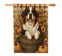 Drapeaux d'automne pour maison de chien de Saint-Bernard 71,1 x 101,6 cm pour l'extérieur, carreaux d'automne pour animal domestique, drapeaux verticaux standard en lin pour maison, chiot avant cour