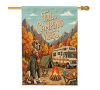 Drapeaux d'automne pour maison de chien dogue allemand, 71,1 x 101,6 cm pour extérieur, forêt d'automne, camping-car, drapeaux verticaux standard en lin, tente, feu de camp, cour, arrière-cour