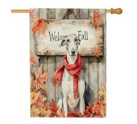 Drapeaux d'automne pour niche de lévrier 71,1 x 101,6 cm double face pour extérieur, ferme d'automne chiot en lin vertical en toile pour maison, drapeau imprimé feuille d'érable en bois pour animaux