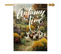 Drapeaux d'automne pour poulailler 71,1 x 101,6 cm double face pour extérieur, clôture de grange d'automne, volaille, drapeau vertical standard en toile pour la maison, la ferme de campagne avant la