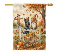 Drapeaux d'automne terrier écossais pour maison de chien, 71,1 x 101,6 cm, double face pour extérieur, nain d'automne, récolte de ferme, drapeau vertical standard en toile pour maison, épouvantail