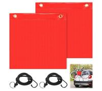 Drapeaux D'Avertissement Rouges 30 X 30cm, 2 Pièces Drapeaux De Signalisation Rouges Avec Corde Élastique Boucles en Cuivre, Drapeau D'Avertissement pour Voiture Caravane Remorque Porte-Vélos