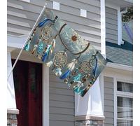 Drapeaux de 0,9 x 1,5 m 200D - Bannière lourde de décoration d'extérieur - Drapeau amérindien - Attrape-rêves - Bannière de bienvenue avec œillets en laiton - Drapeaux de jardin pour toutes les