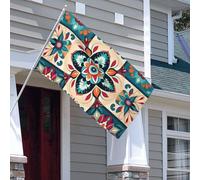 Drapeaux de 0,9 x 1,5 m 200D - Bannière lourde décorative d'extérieur - Drapeau arabe indien à carreaux - Bannière de bienvenue avec œillets en laiton - Drapeaux de jardin pour toutes les saisons