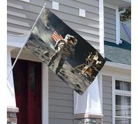 Drapeaux de 0,9 x 1,5 m 200D - Bannière lourde décorative d'extérieur - Drapeau d'astronaute atterrissant sur la lune - Bannière de bienvenue avec œillets en laiton - Drapeaux de jardin pour toutes