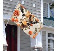 Drapeaux de 0,9 x 1,5 m 200D - Bannière lourde décorative d'extérieur - Girafe debout parmi les fleurs - Bannière de bienvenue avec œillets en laiton - Drapeaux de jardin pour toutes les saisons