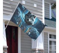 Drapeaux de 0,9 x 1,5 m 200D lourd décoration extérieure drapeau 3D loup attrape-rêves drapeau de bienvenue bannière de cour avec œillets en laiton drapeaux de jardin pour toutes les saisons Bannière